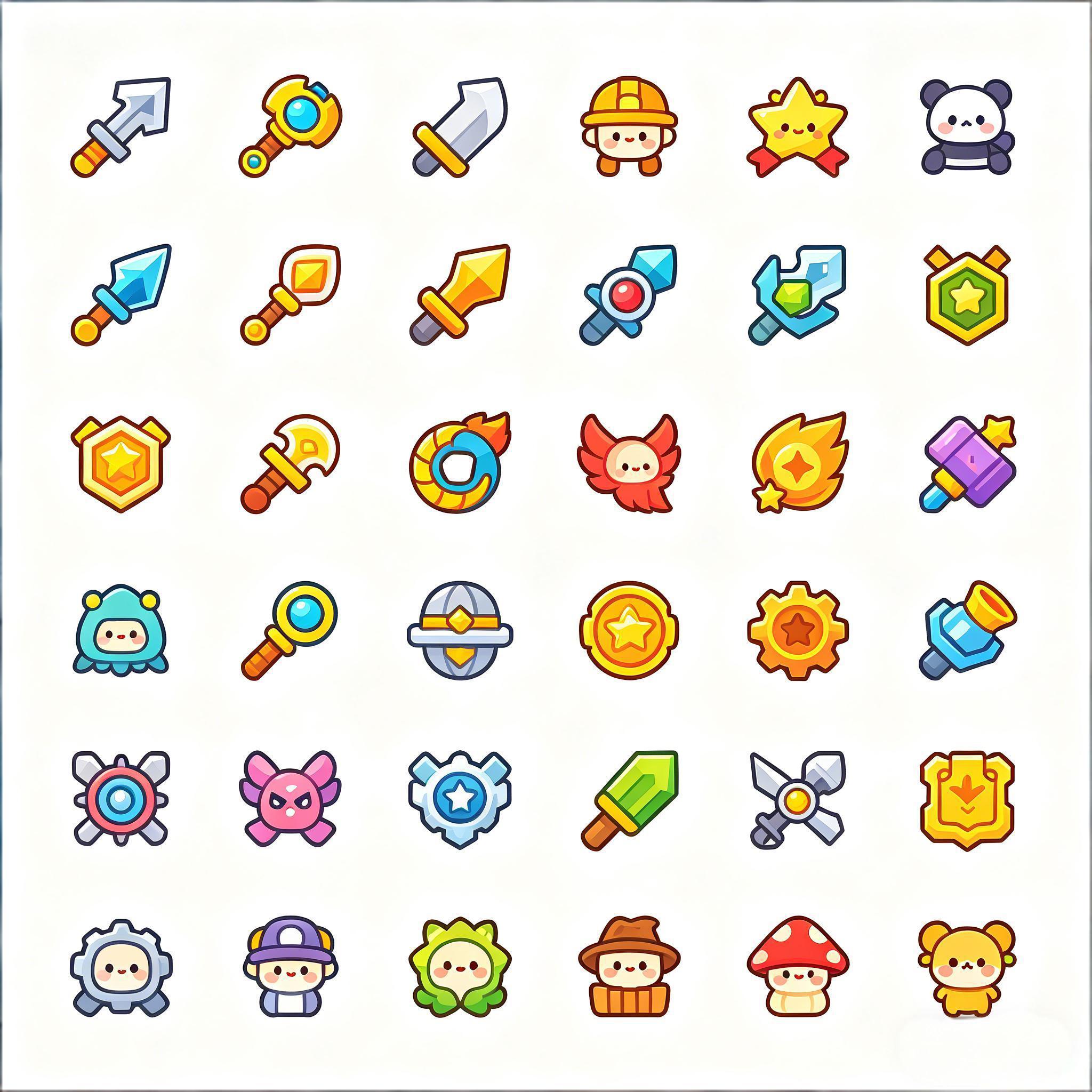 可爱卡通RPG道具图标包